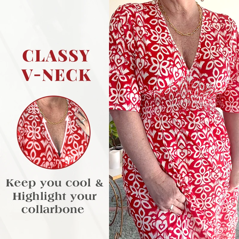 🌸Hot Sale - 49% OFF🌸Bohemian Casual Print V-neck Waist Wrap Long Dress-2