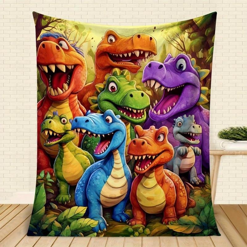 🎅Christmas Gift idea 50%OFF🎁🦖Cute Smiling Dinosaurs HD Digital Print Flannel-5