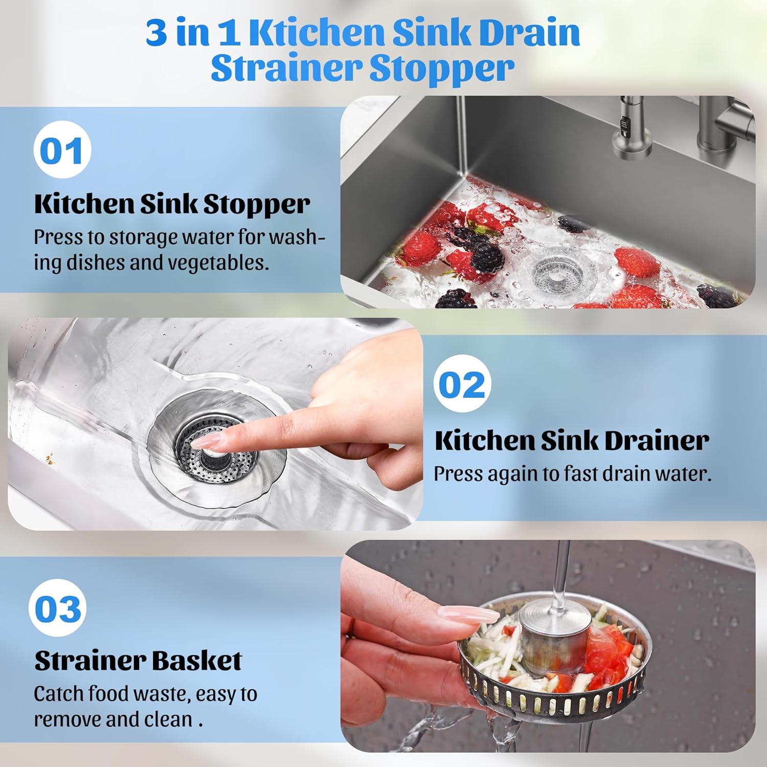 💥Limited Sale 49% OFF🔥Kitchen Sink Drain Strainer & Stopper-5