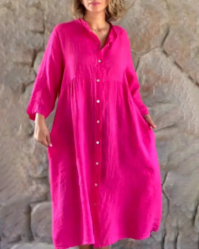💕LAST DAY SALE 49% OFF💕Women's Loose Cotton Shirt Dress-3