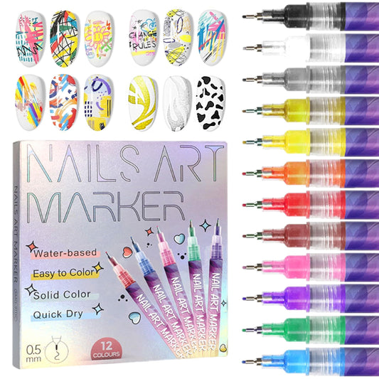 ⏳LAST WEEK SPECIAL PRICE: ￡9.99!!🎁12 Colors Nail Art Pens Set🎨💅