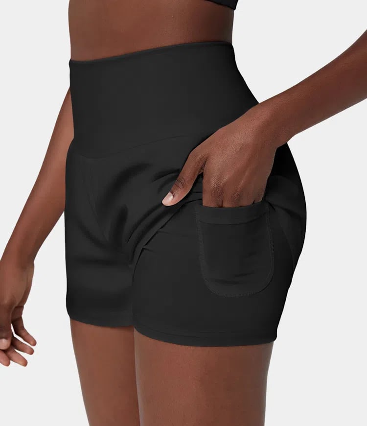 🔥2024 New Hot Sales🔥High Waisted 2-in-1 Yoga Shorts & Side Pockets-1