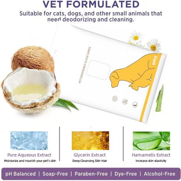 🔥HOT SALE 49% OFF🔥Deodorizing Pet Glove Wipes For Dogs（6Pcs）-3