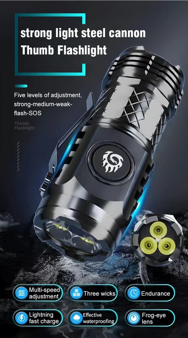 🔥LAST DAY SALE 50% OFF🔥Three-Eyed Monster Mini Flash Super Power Flashlight-2