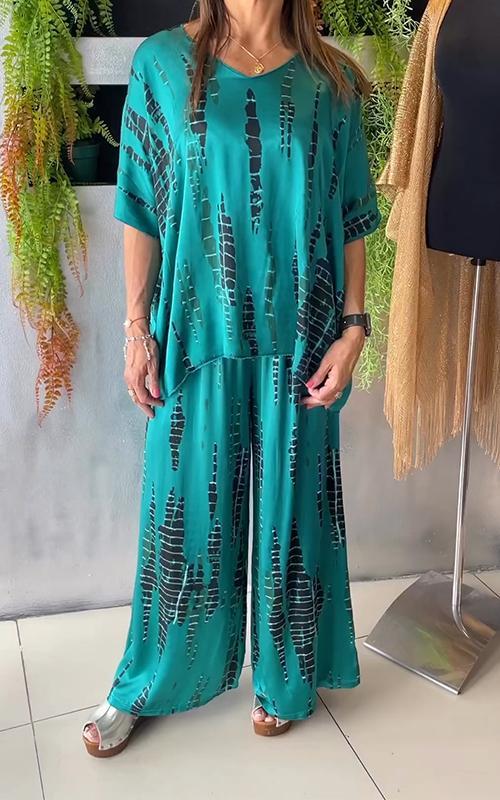 🔥 Buy 2 get free shipping🔥  Satin two-piece set with neckline at the tip ✨-9