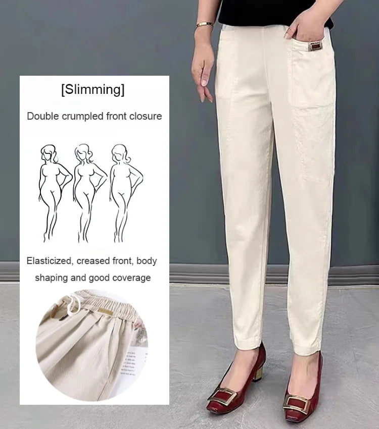 ✨️☁️LAST DAY SALE 49% OFF✨️☁️Women's Elastic Waist Cotton Pants-2