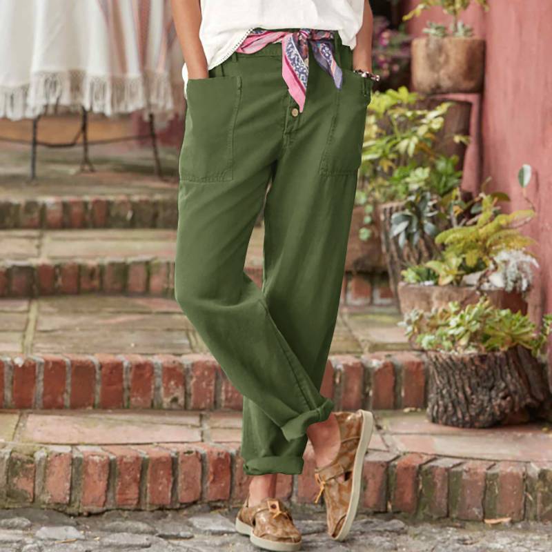 Linen Simple Button Fly Trousers【BUY 2 GET FREE SHIPPING】-2