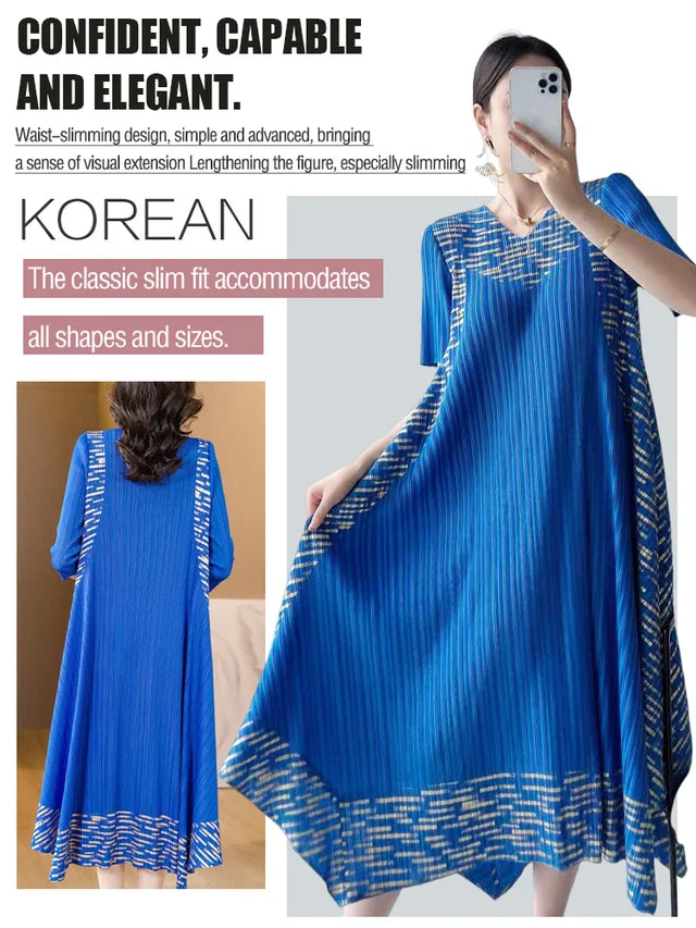 🎁Hot Sale 50% OFF⏳Miyake Vintage Print Pleated Dress🌸-2