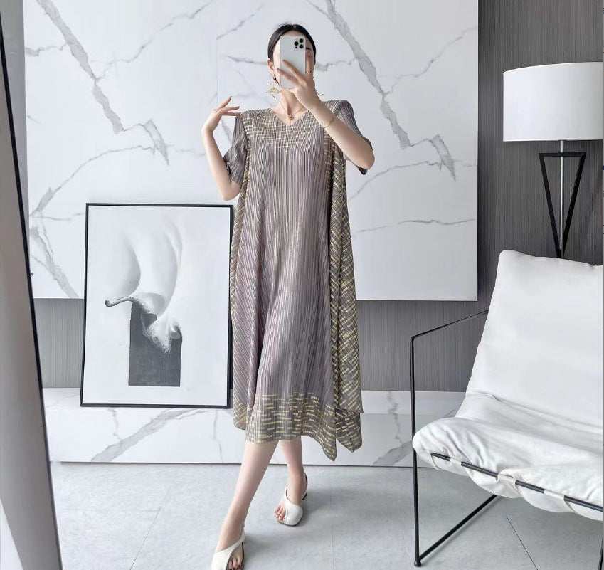 🎁Hot Sale 50% OFF⏳Miyake Vintage Print Pleated Dress🌸-3