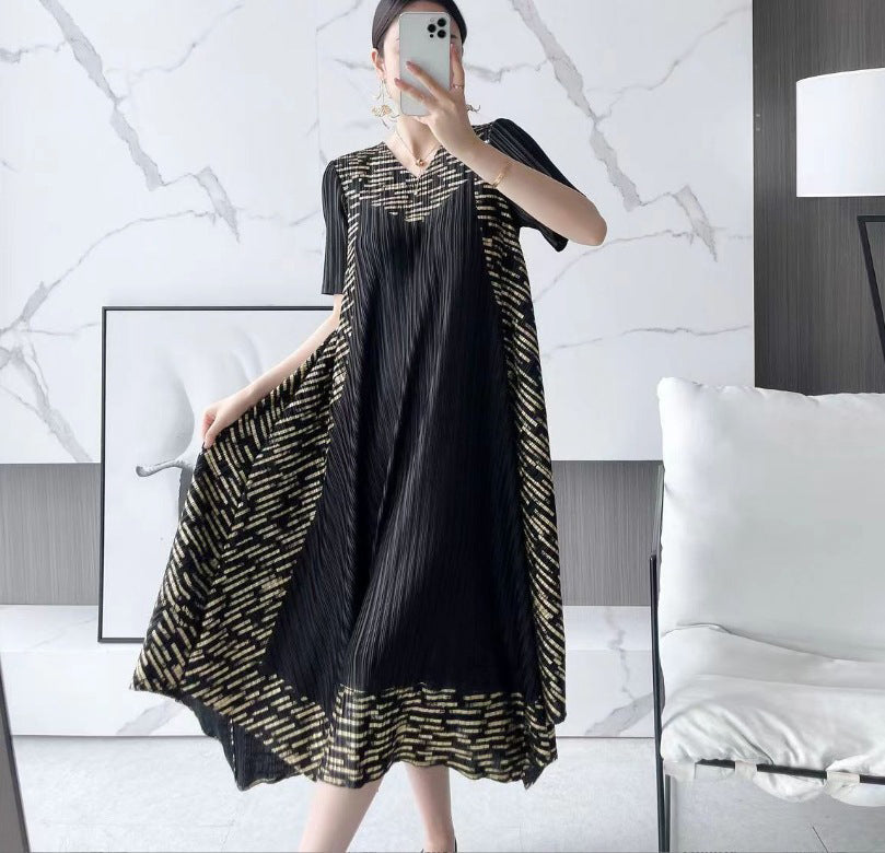 🎁Hot Sale 50% OFF⏳Miyake Vintage Print Pleated Dress🌸-4