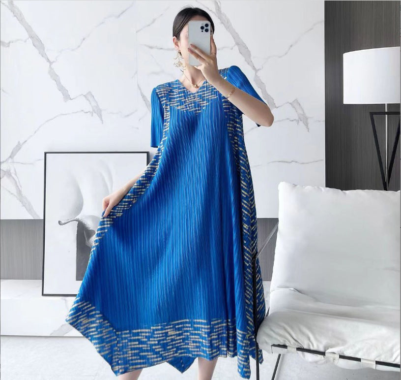 🎁Hot Sale 50% OFF⏳Miyake Vintage Print Pleated Dress🌸-5