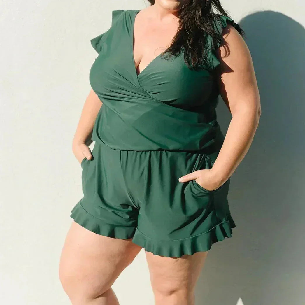 🎉Vacation Sale 49% OFF🔥😍Swim Romper Built-in Bra & Shorts with Pockets-9