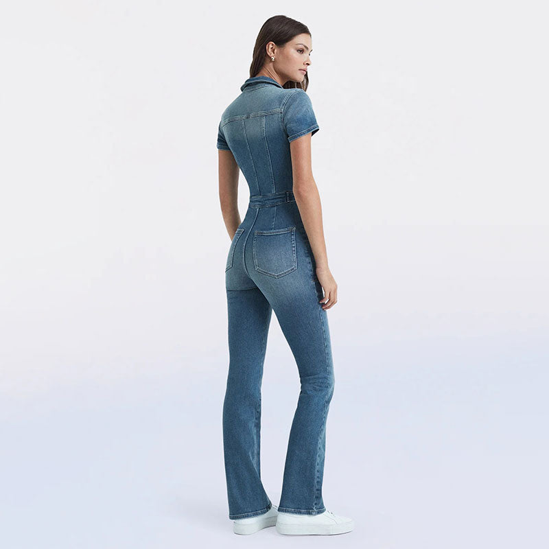 Skinny Bootcut Denim Jumpsuit-2