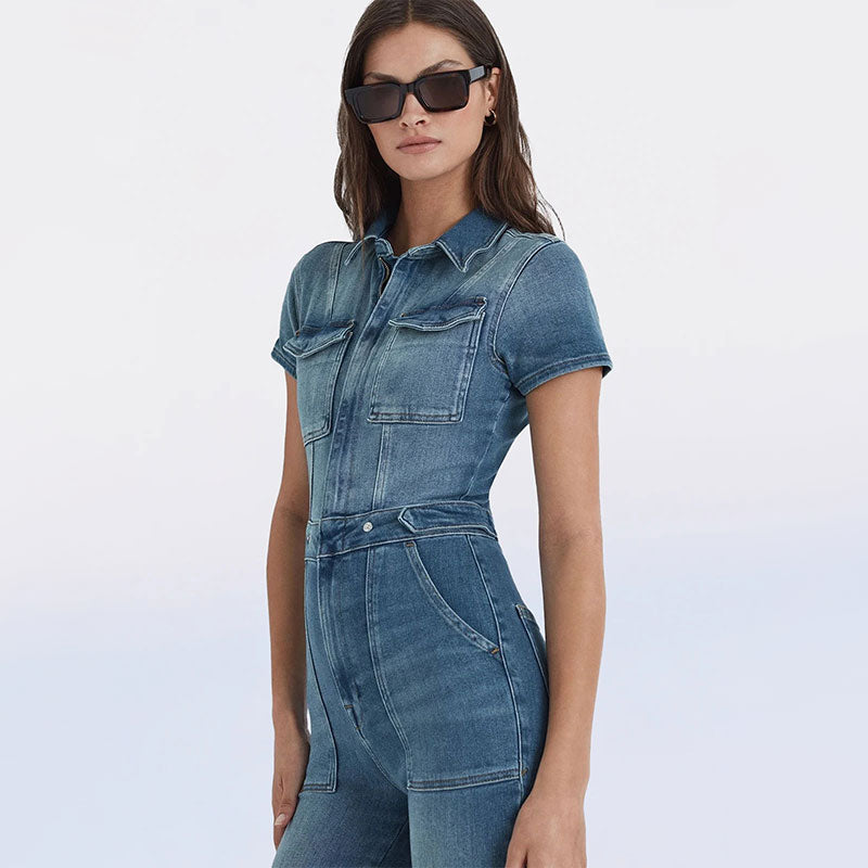 Skinny Bootcut Denim Jumpsuit-1