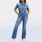 Skinny Bootcut Denim Jumpsuit-3