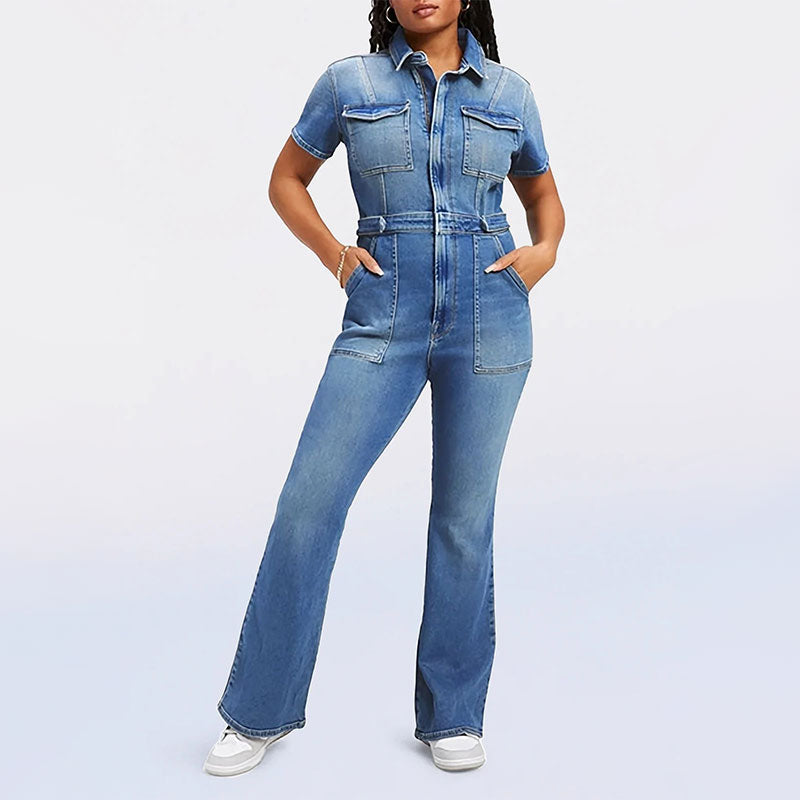 Skinny Bootcut Denim Jumpsuit-3