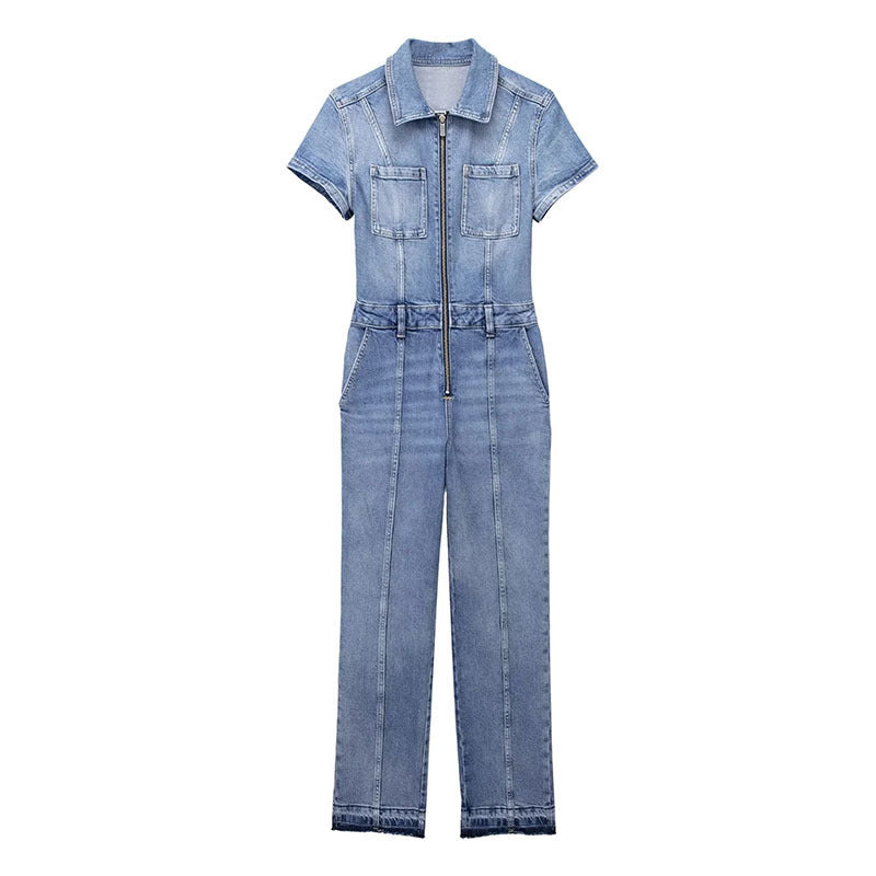 Skinny Bootcut Denim Jumpsuit-6