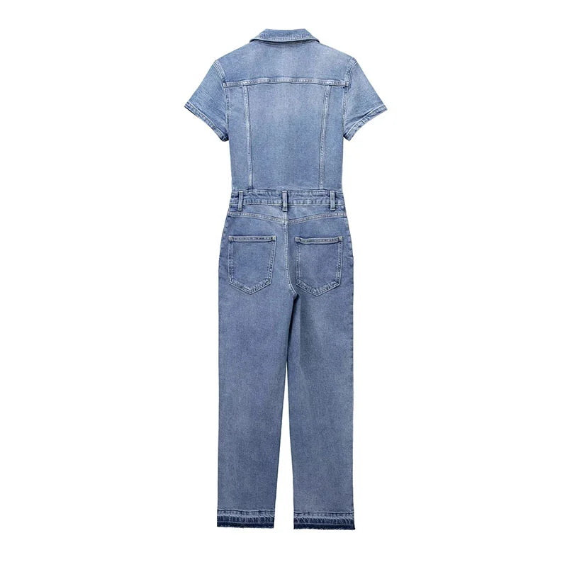 Skinny Bootcut Denim Jumpsuit-5