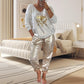 🌷LAST DAY SALE 49% OFF💝Devil's Eye Gold Foil Top and Sequin Pants Set-8