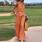 💕Solid Color Button Down Vest and Wide Leg Pants 2 Piece Set for Women-4