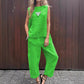 💕Women's 2 Piece Outfits Loose Fit Sleeveless Top & Long Pants-1