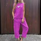 💕Women's 2 Piece Outfits Loose Fit Sleeveless Top & Long Pants-2