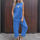 💕Women's 2 Piece Outfits Loose Fit Sleeveless Top & Long Pants-3