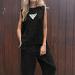 💕Women's 2 Piece Outfits Loose Fit Sleeveless Top & Long Pants-4