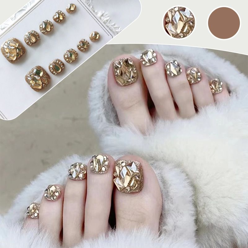 🔥Hot Sale 50% OFF 🔥Delicate Glitter False Toe Nails Kit-4