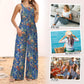 Casual Floral Loose Wide Leg Jumpsuits-4