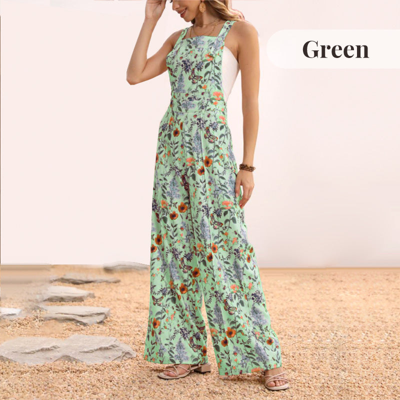 Casual Floral Loose Wide Leg Jumpsuits-9