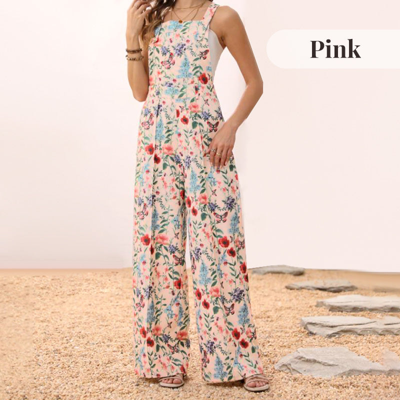 Casual Floral Loose Wide Leg Jumpsuits-11