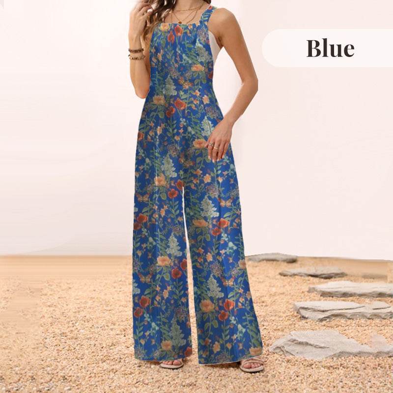 Casual Floral Loose Wide Leg Jumpsuits-10