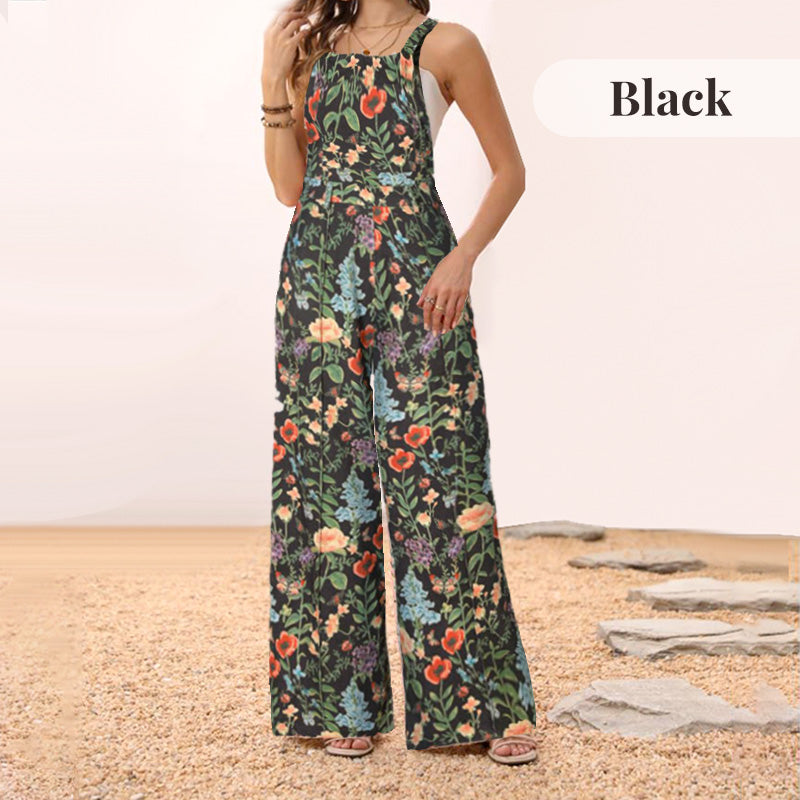 Casual Floral Loose Wide Leg Jumpsuits-12