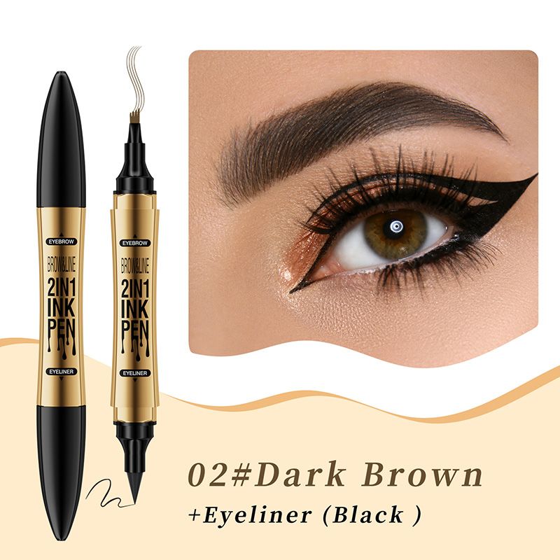 2-in-1 Waterproof Magic 4-fork Eyebrow Pen & Eyeliner-15