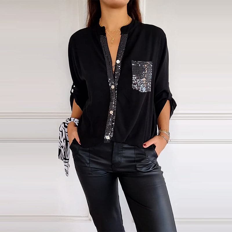 🔥HOT SALE 49% OFF🔥 Casual patchwork top with sequins-3