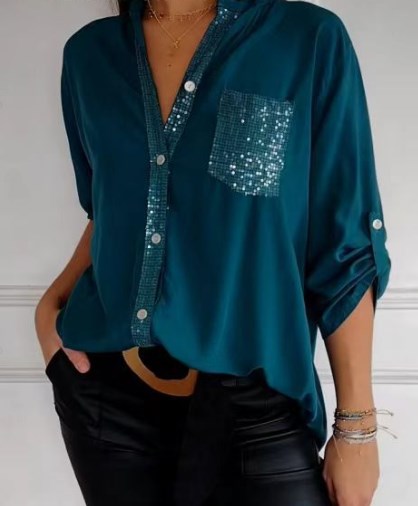 🔥HOT SALE 49% OFF🔥 Casual patchwork top with sequins-9