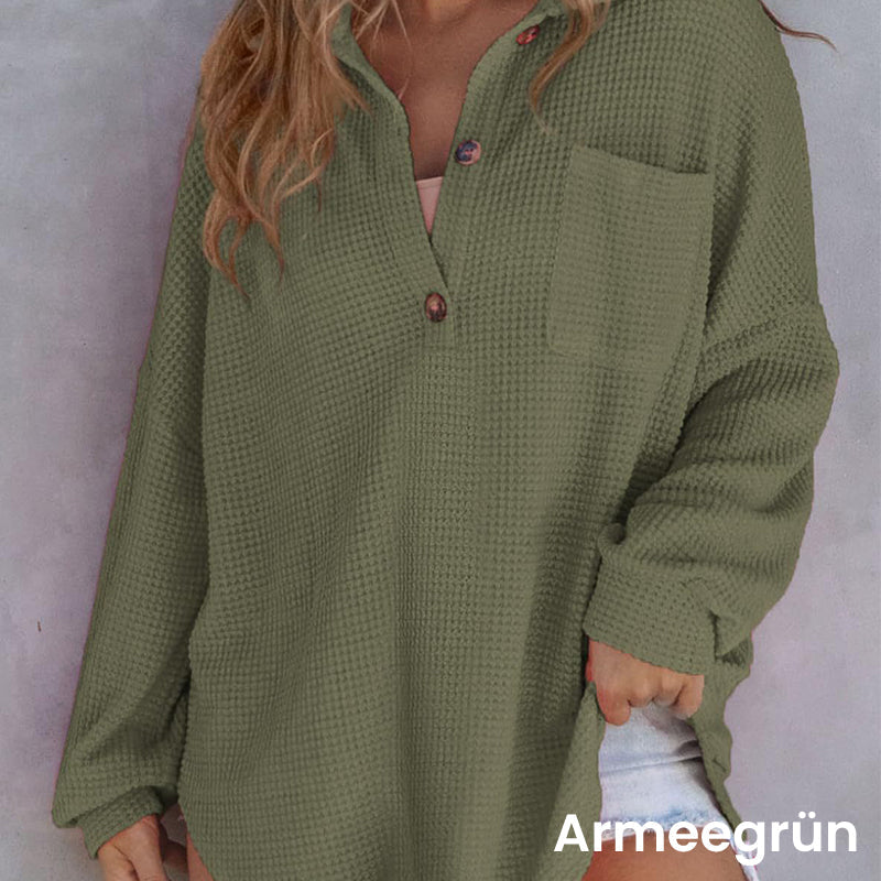 🔥Last Day Promotion 49% OFF🔥Women’s Loose Solid Color Waffle Knit Shirt-9