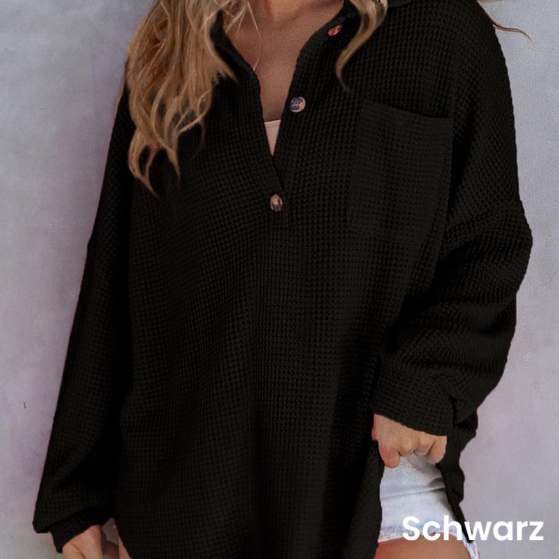 🔥Last Day Promotion 49% OFF🔥Women’s Loose Solid Color Waffle Knit Shirt-8
