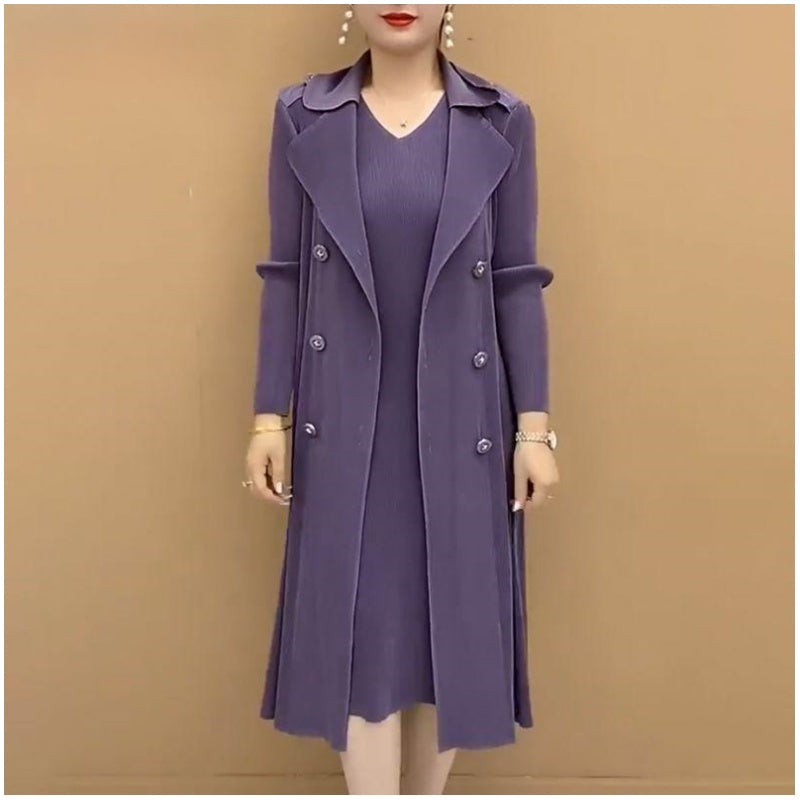 🎉Last Day Promotion 49% Off🎉Fashionable Pleated Suit Collar Fake Two-piece Trench Coat🔥Buy 2 Free Shipping-5