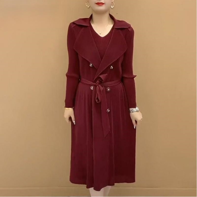 🎉Last Day Promotion 49% Off🎉Fashionable Pleated Suit Collar Fake Two-piece Trench Coat🔥Buy 2 Free Shipping-6