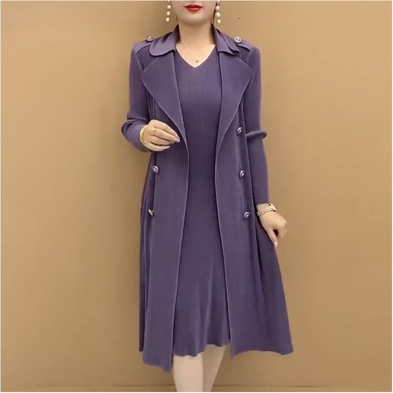 🎉Last Day Promotion 49% Off🎉Fashionable Pleated Suit Collar Fake Two-piece Trench Coat🔥Buy 2 Free Shipping-2