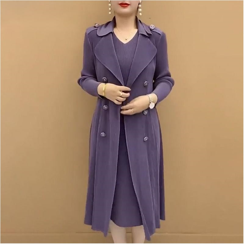 🎉Last Day Promotion 49% Off🎉Fashionable Pleated Suit Collar Fake Two-piece Trench Coat🔥Buy 2 Free Shipping-8