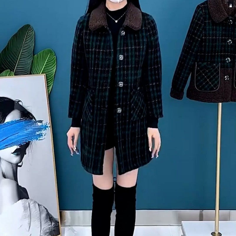 Women's Plush Thick Mid Length Jacket Coat-9