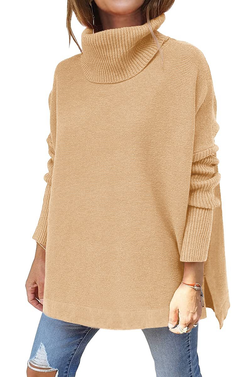 🔥Last Day Promotion 49% OFF🔥Women's Turtleneck Oversize Hem Knit Pullover Sweater-2