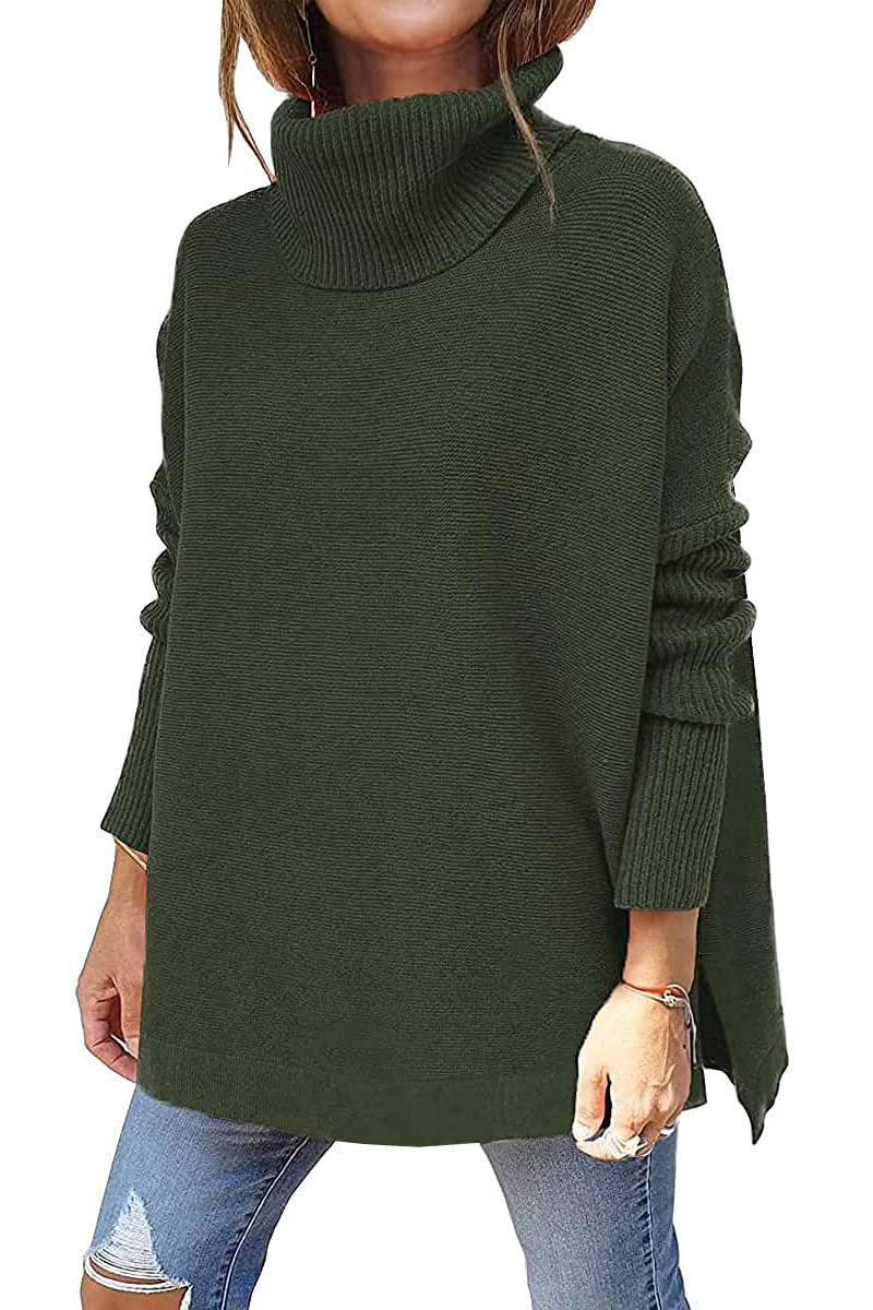 🔥Last Day Promotion 49% OFF🔥Women's Turtleneck Oversize Hem Knit Pullover Sweater-9