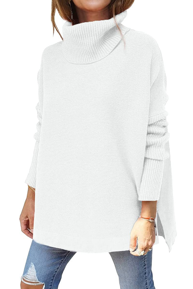 🔥Last Day Promotion 49% OFF🔥Women's Turtleneck Oversize Hem Knit Pullover Sweater-10