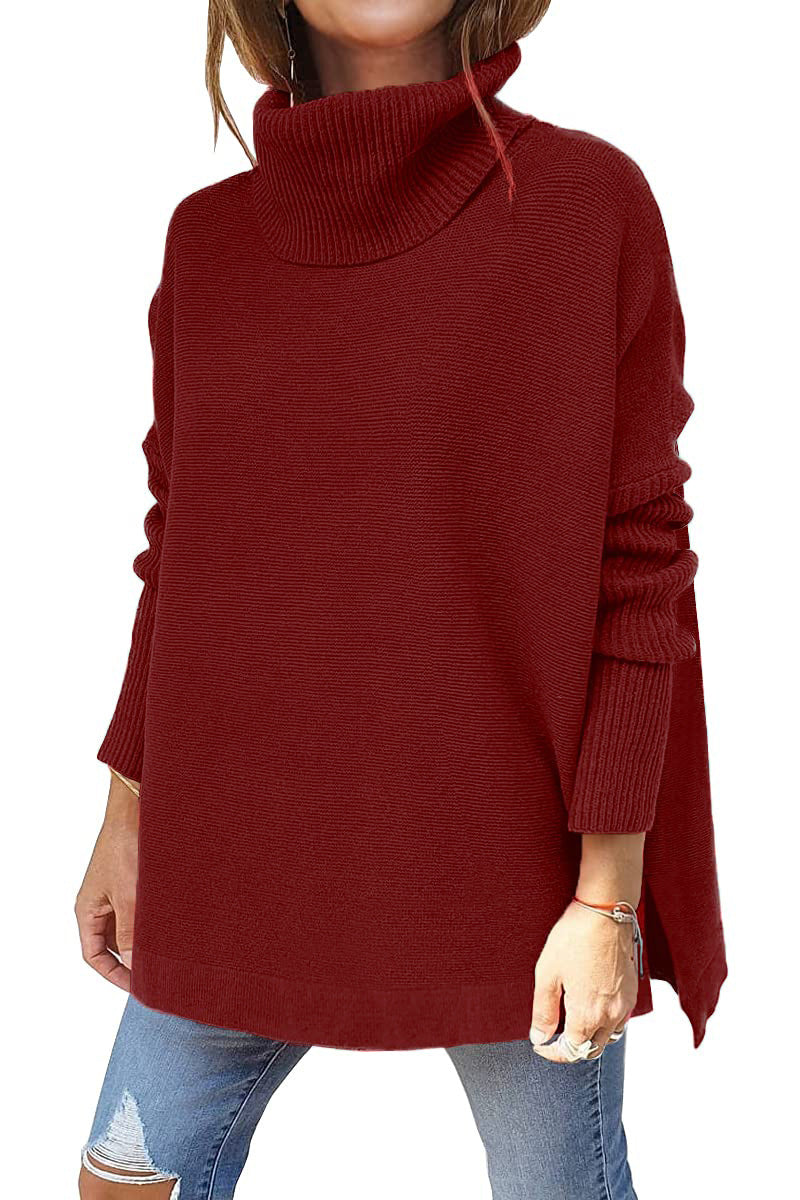 🔥Last Day Promotion 49% OFF🔥Women's Turtleneck Oversize Hem Knit Pullover Sweater-16