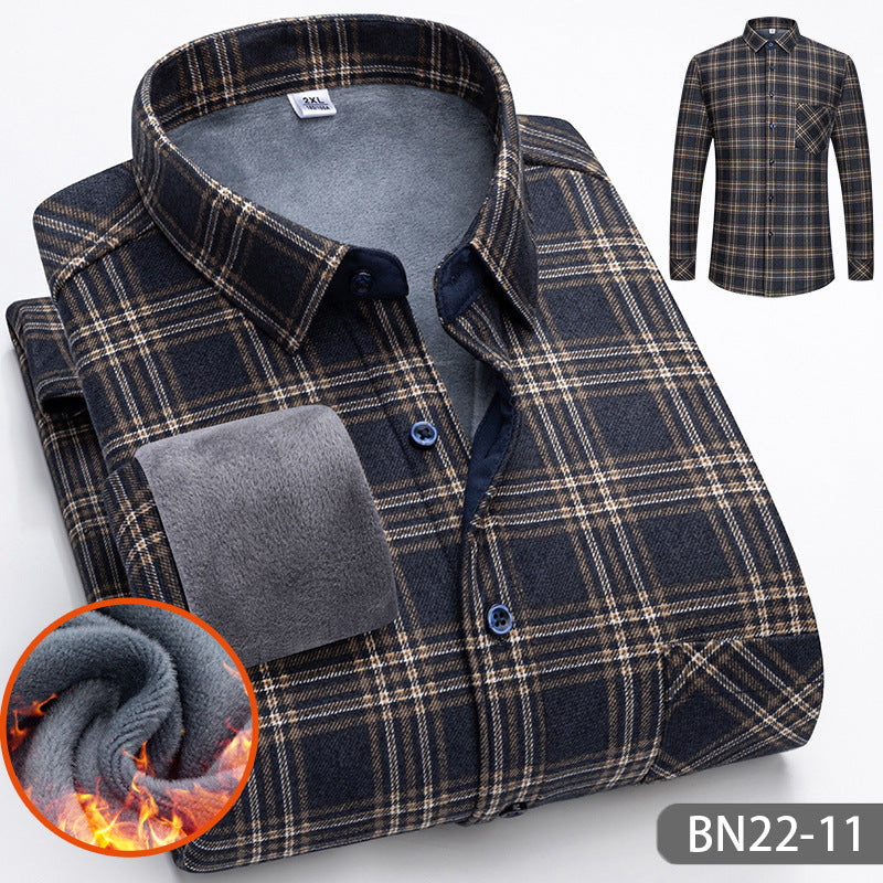 🎁Limited Sell 49% Off🔥Autumn-winter Men's Casual Fleece Thickened Warm Shirt-7