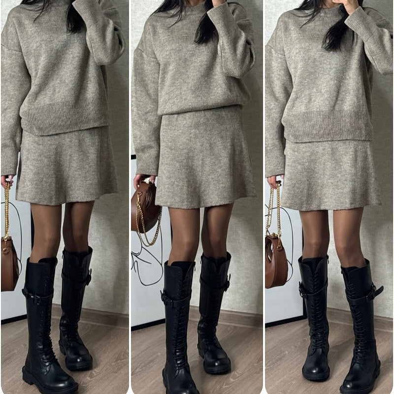 🎁Early Black Friday Sale 49% Off🔥2-Piece Sweater Set: Long-Sleeve Top & Mini Skirt💥Free Shipping-1